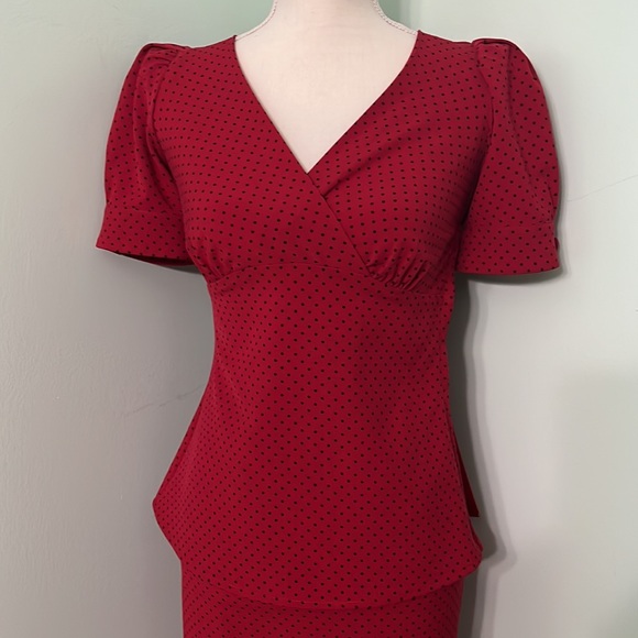 Stop staring 2 piece vintage retro pinup polka dot skirt and blouse - Picture 2 of 11